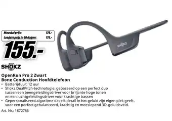 MediaMarkt Shokz OpenRun Pro 2 Zwart Bone Conduction Hoofdtelefoon aanbieding