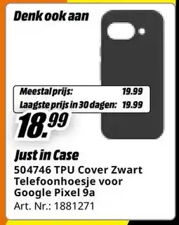 MediaMarkt Just in Case 504746 TPU Cover Zwart Telefoonhoesje voor Google Pixel 9a aanbieding