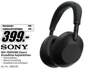 MediaMarkt Sony WH-1000XM6 Zwart Draadloze koptelefoon aanbieding