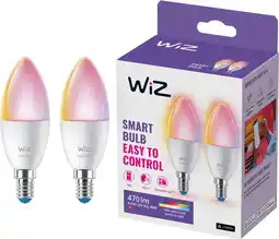 Coolblue WiZ Kaarslamp - Wit en Gekleurd Licht - E14 - 2-pack aanbieding