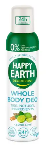 De Online Drogist Happy Earth Whole Body Deo Spray Cedar Lime aanbieding