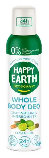 De Online Drogist Happy Earth Whole Body Deo Spray Cedar Lime aanbieding