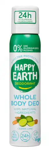 De Online Drogist Happy Earth Whole Body Deo Spray Cedar Lime aanbieding