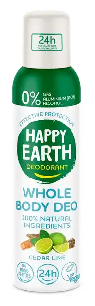 De Online Drogist Happy Earth Whole Body Deo Spray Cedar Lime aanbieding