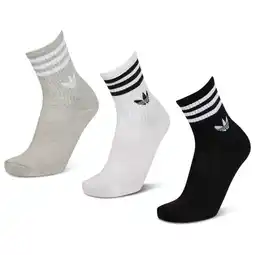 Foot Locker Adidas Mid Cut Crew 3 Pack Sokken Unisex - Grijs - Maat 37-39 aanbieding