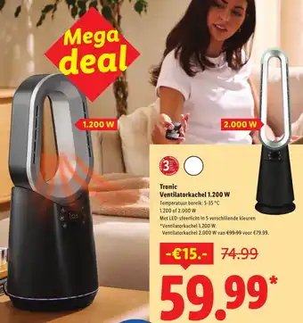 Lidl Tronic Ventilatorkachel 1.200 W aanbieding