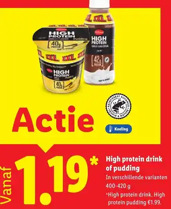 Lidl High protein drink of pudding aanbieding