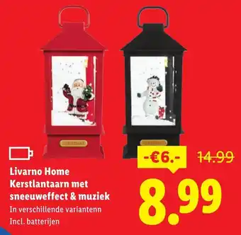 Lidl Livarno Home Kerstlantaarn met sneeuweffect & muziek aanbieding