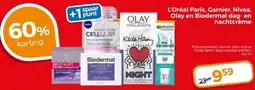 Trekpleister L'Oréal Paris, Garnier, Nivea, Olay en Biodermal dag en nachtcrème aanbieding