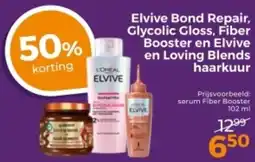 Trekpleister Elvive Bond Repair, Glycolic Gloss, Fiber Booster en Elvive en Loving Blends haarkuur aanbieding