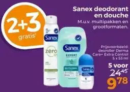 Trekpleister Sanex deodorant en douche aanbieding