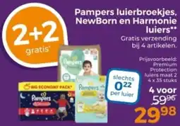Trekpleister Pampers luierbroekjes, NewBorn en Harmonie luiers aanbieding