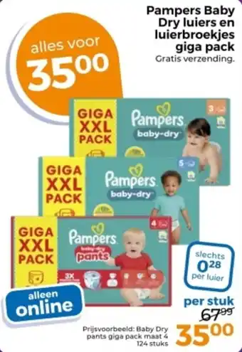 Trekpleister Pampers Baby Dry luiers en luierbroekjes giga pack aanbieding