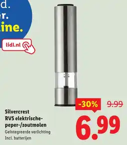 Lidl Silvercrest RVS elektrische peper-/zoutmolen aanbieding