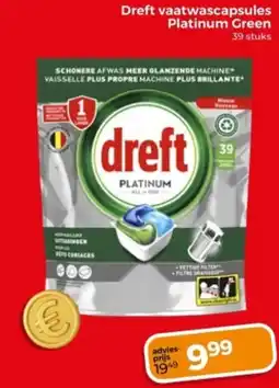 Trekpleister Dreft vaatwascapsules Platinum Green aanbieding