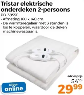 Trekpleister Tristar elektrische onderdeken 2-persoons aanbieding