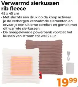 Trekpleister Verwarmd sierkussen rib fleece aanbieding