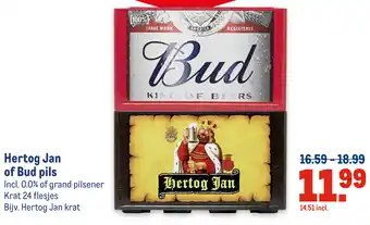 Makro Hertog Jan of Bud pils aanbieding