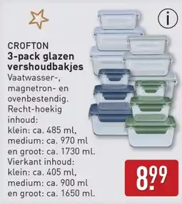 ALDI Crofton 3 pack glazen vershoudbakjes aanbieding