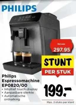 Vomar Voordeelmarkt Philips Espressomachine EP0820/00 aanbieding