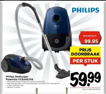 Vomar Voordeelmarkt Philips Stofzuiger PowerGo FC8240/09 aanbieding