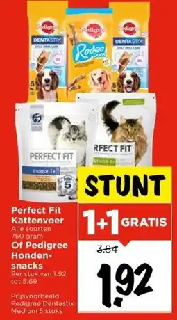 Vomar Voordeelmarkt Perfect Fit Kattenvoer Of Pedigree Honden- snacks aanbieding