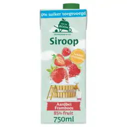 Albert Heijn Van de Boom Aardbei framboos siroop 0% suiker aanbieding