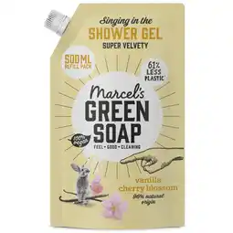 Albert Heijn Marcel's Green Soap Shower gel vanilla cherry blossom refill aanbieding