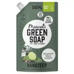 Albert Heijn Marcel's Green Soap Handzeep bergamot black pepper refill aanbieding