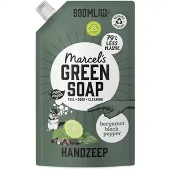 Albert Heijn Marcel's Green Soap Handzeep bergamot black pepper refill aanbieding