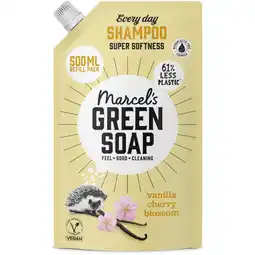 Albert Heijn Marcel's Green Soap Vanilla & cherry blossom shampoo refill aanbieding