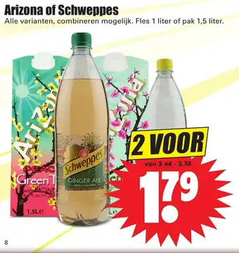 Dirk Arizona of Schweppes 1.5 liter aanbieding