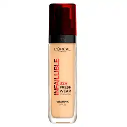 Kruidvat L'Oréal Paris Infaillible 120 Vanille SPF25 32H Fresh Wear Foundation aanbieding