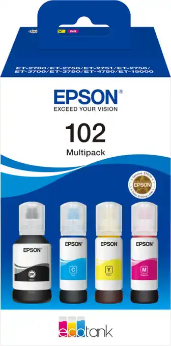 Coolblue Epson 102 Inktflesjes Combo Pack Kleur aanbieding