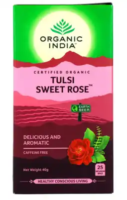 De Online Drogist Organic India Tulsi Sweet Rose Bio Thee Zakjes aanbieding