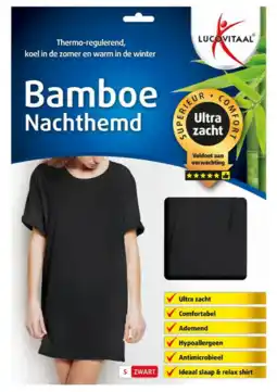 De Online Drogist Lucovitaal Bamboe Nachthemd Zwart S aanbieding