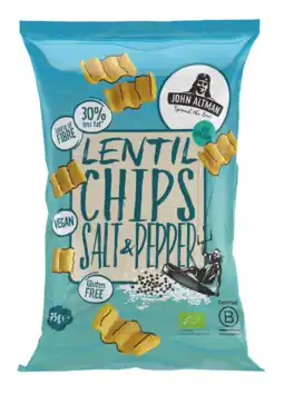 De Online Drogist John Altman Lentil Chips Salt & Pepper Bio aanbieding