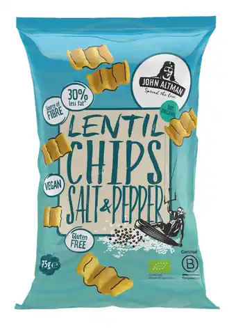 De Online Drogist John Altman Lentil Chips Salt & Pepper Bio aanbieding