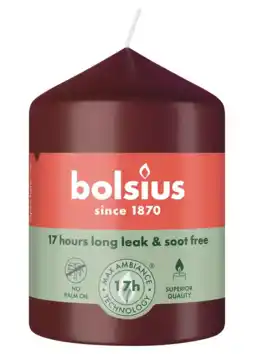 De Online Drogist Bolsius Stompkaars Velvet Red aanbieding