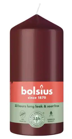 De Online Drogist Bolsius Stompkaars Velvet Red aanbieding