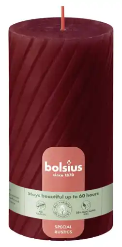 De Online Drogist Bolsius Rustiek Twisted Ribbed Stompkaars Red Velvet aanbieding