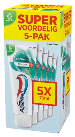 De Online Drogist Aquafresh Coolmint Tandpasta 5-Pack aanbieding