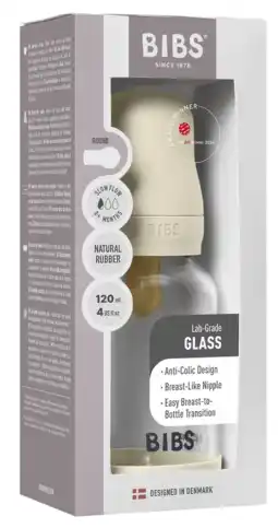 De Online Drogist BIBS Glas Latex Slow Flow Babyfles 0+ Maanden Ivory aanbieding