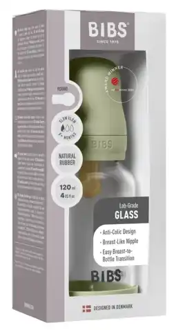 De Online Drogist BIBS Glas Latex Slow Flow Babyfles 0+ Maanden Sage aanbieding