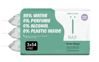 De Online Drogist Naif Baby & Kids Water Babydoekjes 3 x 54 stuks aanbieding