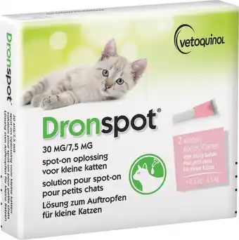 De Online Drogist Dronspot 30mg/7,5mg Spot-On Oplossing Voor Kleine Katten Pipet aanbieding