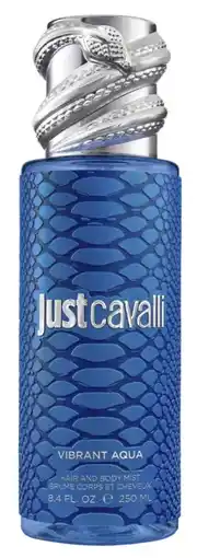 De Online Drogist Roberto Cavalli Vibrant Aqua Hair & Body Mist aanbieding
