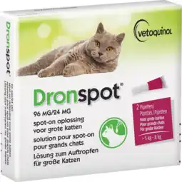 De Online Drogist Dronspot 96mg/24mg Spot-On Oplossing Grote Katten Pipet aanbieding