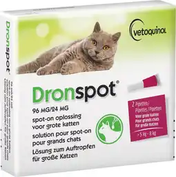 De Online Drogist Dronspot 96mg/24mg Spot-On Oplossing Grote Katten Pipet aanbieding
