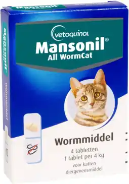 De Online Drogist Mansonil All Worm Cat Tabletten aanbieding